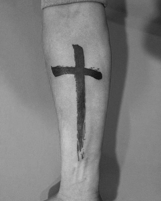 mens-inner-forearm-simple-cross-brush-stroke-tattoos-1