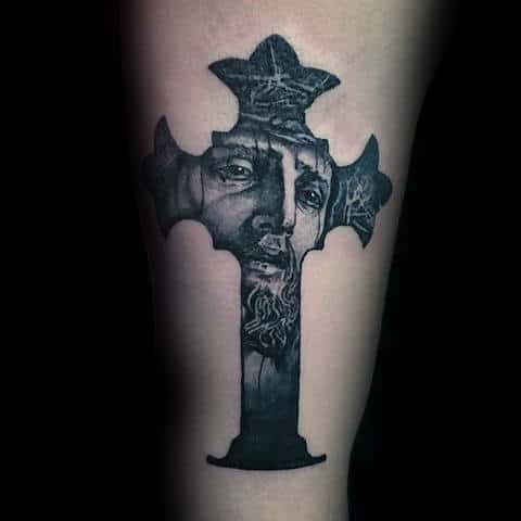 religious-jesus-christ-cross-3d-guys-inner-forearm-tattoo-1
