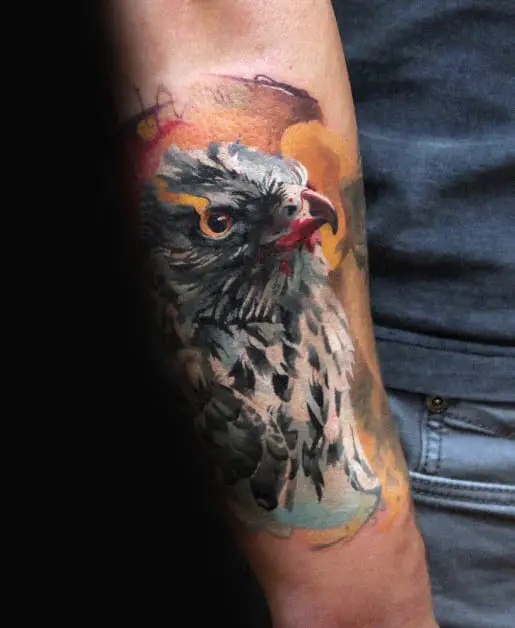watercolor-falcon-inner-forearm-tattoos-for-men