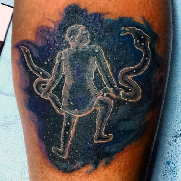 man-with-snake-outerspace-stars-constellations-leg-calf-mens-tattoo