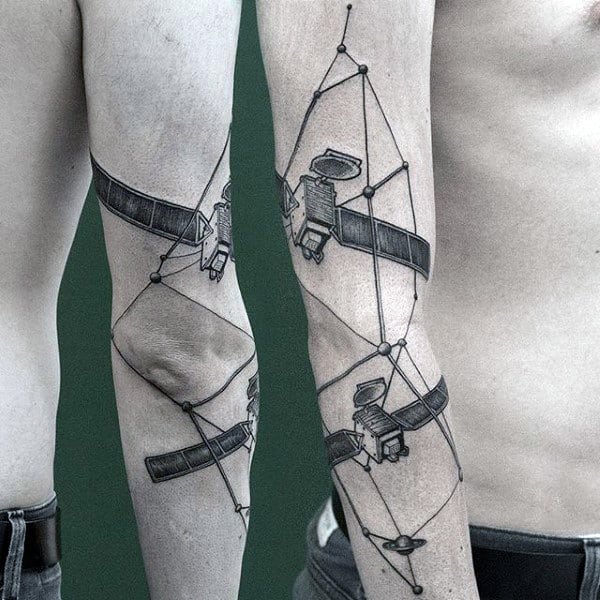 satallite-constillation-mens-outer-arm-tattoo-design-inspiration