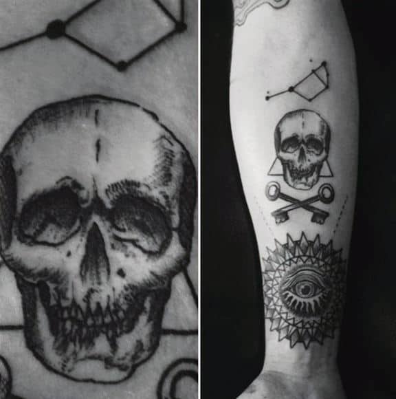 skull-with-big-dipper-constillation-mens-inner-forearm-tattoo