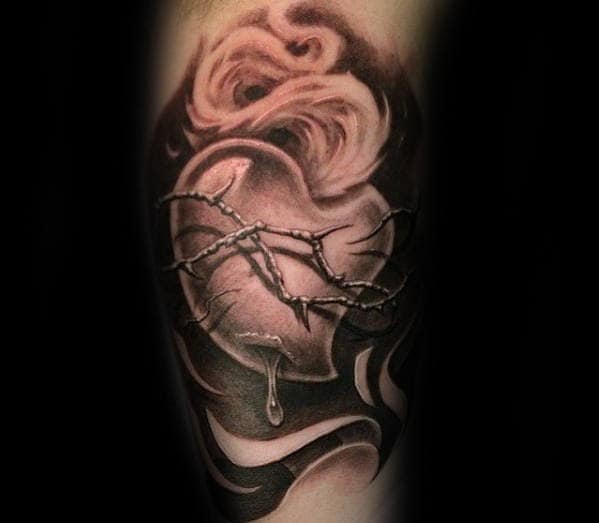 amazing-3d-thorns-sacred-heart-guys-masculine-tattoo-on-inner-arm-bicep