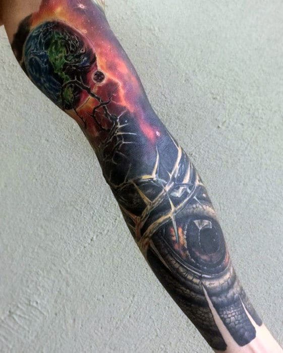 full-sleeve-mens-thorns-eye-with-sky-tattoos