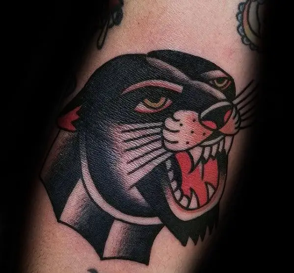 manly-small-traditional-panther-head-male-tattoo-on-arm