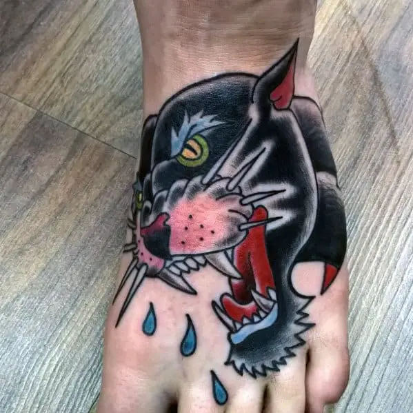 mens-angry-panther-tattoo-design-on-foot
