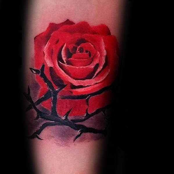 rose bush with thorns tattoo