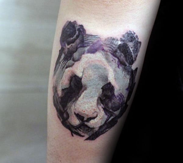 abstract-panda-watercolor-mens-small-forearm-tattoos