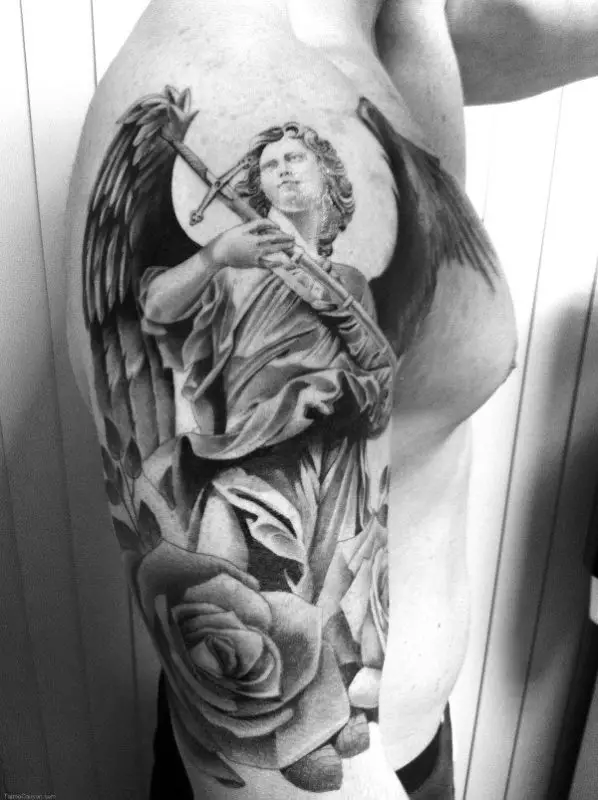 Arm Guardian Angel Angel Religious Sleeve Tattoos on Stylevore