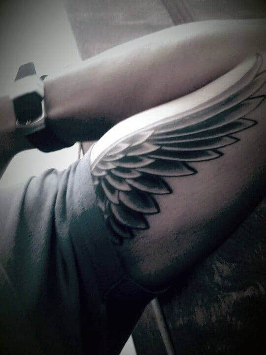 angel wing shoulder tattoos for men