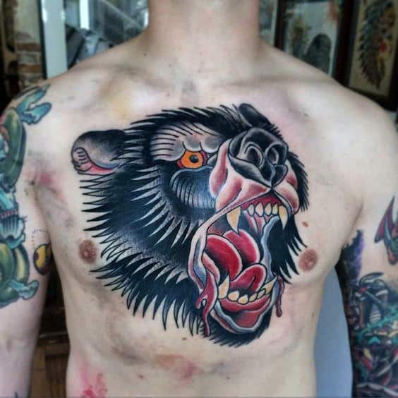 Make your chest astonishing with bear tattoo