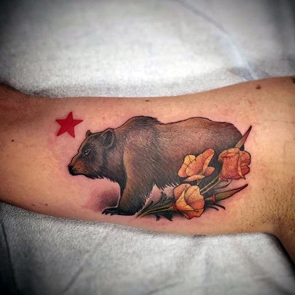 california-bear-with-flowers-mens-arm-tattoo-designs