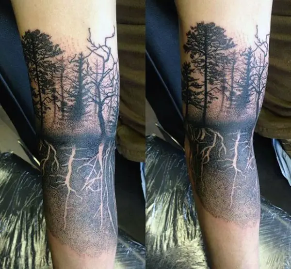 cool-mens-tree-roots-quarter-sleeve-tattoo