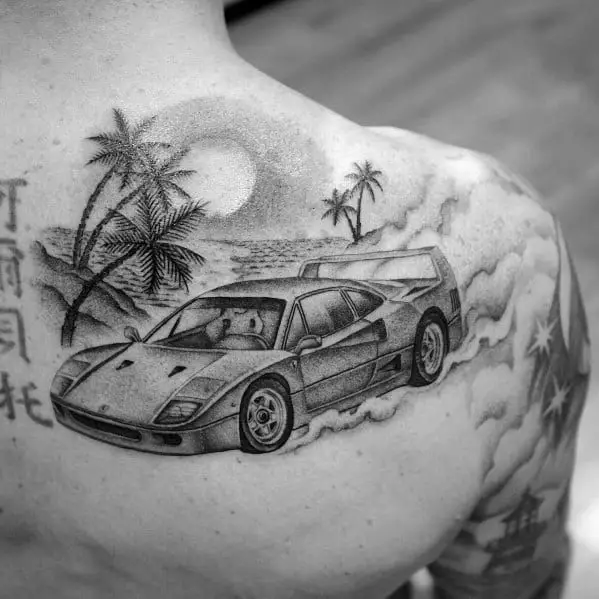 50 Ferrari Tattoo Ideas For Men  Italian Sports Car Designs  Ferrari Car  design Tattoos