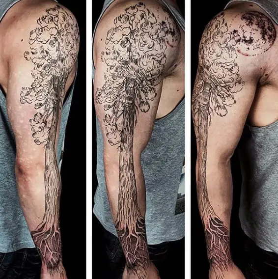 full-arm-guys-tree-roots-tattoo-designs
