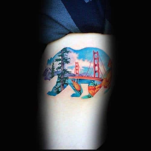 golden-gate-bridge-california-bear-mens-arm-tattoos