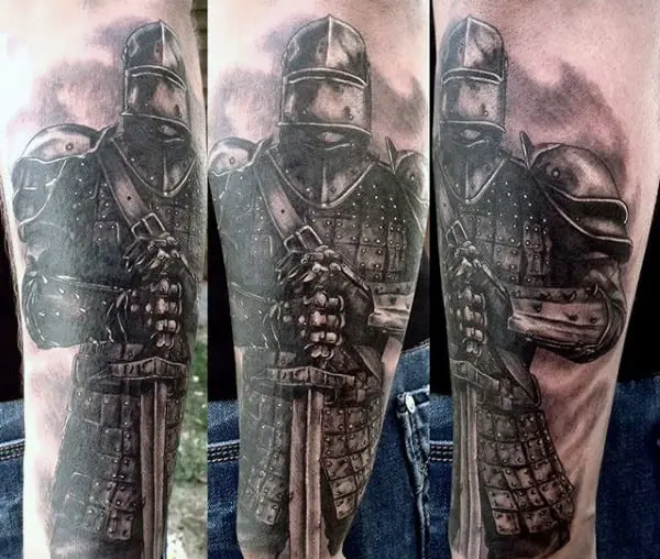 Medieval knight with full armor tattoo  Tattoogridnet