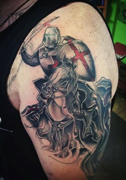 Medieval knight tattoo by Andrei Svetov  Tattoogridnet