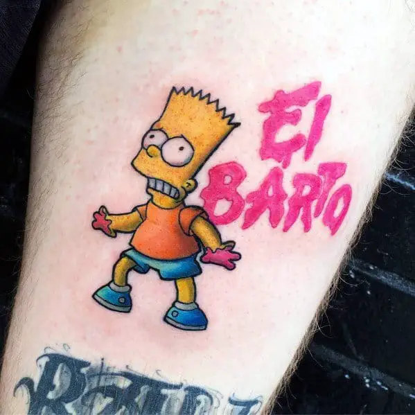 Tattoo tagged with small white tiny red blue homer simpson tv  series yellow cartoon ankle little the simpsons bart simpson brown  cartoon character fictional character black masa  inkedappcom