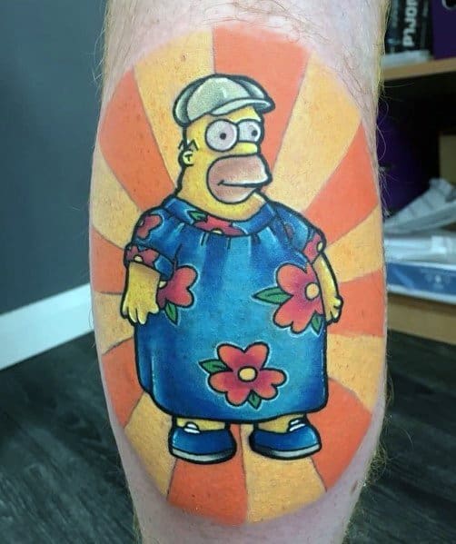 mens-simpsons-tattoos-on-leg-calf