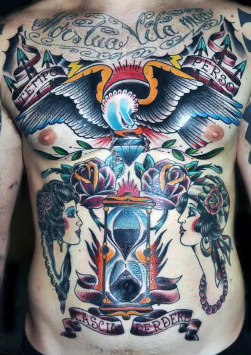 mens-traditional-hourglass-bald-eagle-full-chest-tattoo