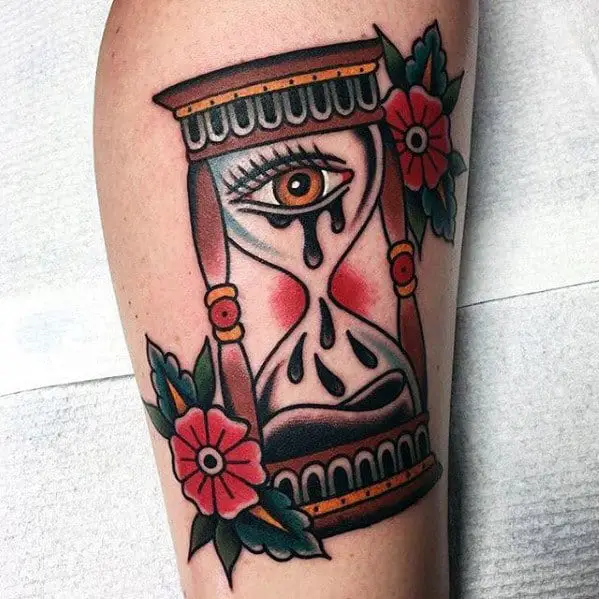 mens-traditional-hourglass-with-eye-tears-leg-tattoo
