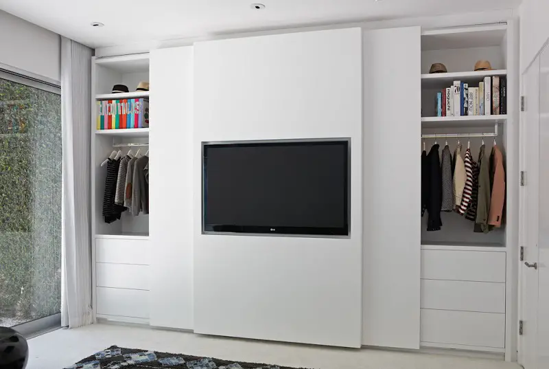 Wardrobe with built-in TV panel