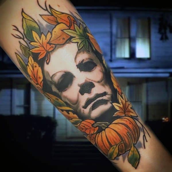 amazing-mens-michael-myers-halloween-pumpkin-tattoo-designs