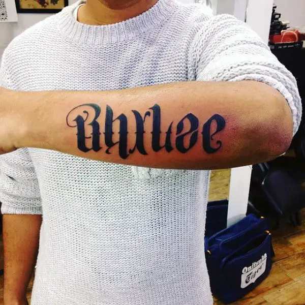 cool-lettering-mens-ambigram-outer-forearm-tattoo-design-ideas