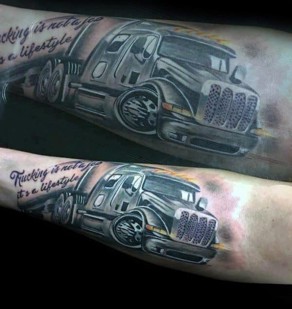 cool-semi-truck-mens-inner-forearm-tattoo-ideas