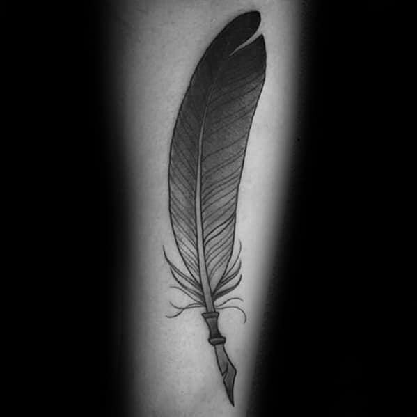 forearm-manly-feather-quill-tattoo-design-ideas-for-men