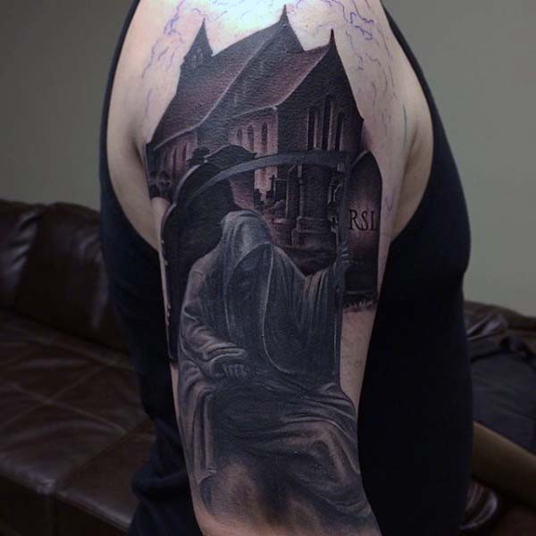 grim-reaper-tombstone-mens-tattoo-half-sleeve-design