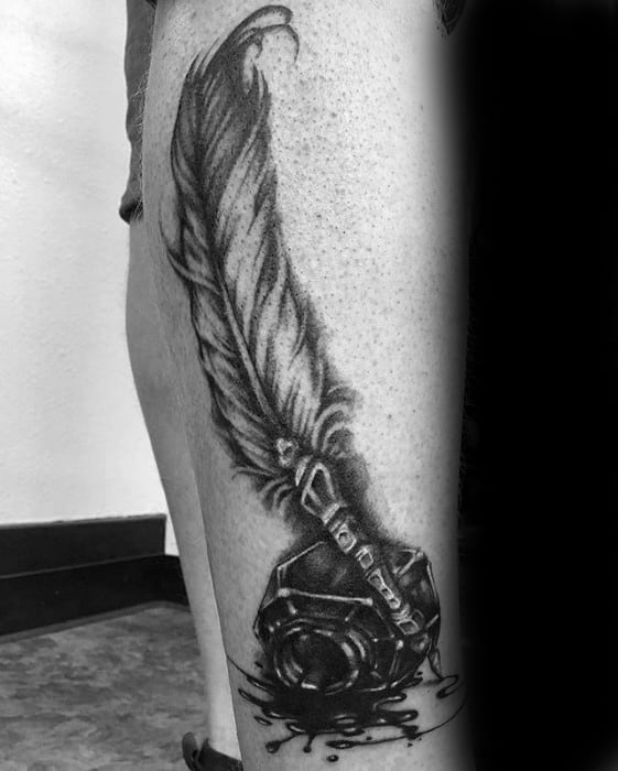 lower-leg-quill-male-tattoo-ideas