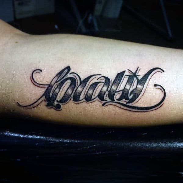 loyalty-mens-bicep-ambigram-tattoo-design-ideas