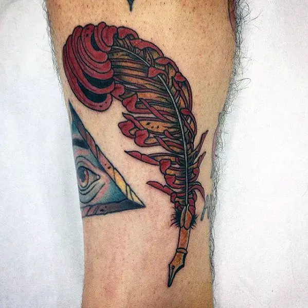 male-quill-tattoo-design-inspiration-on-leg