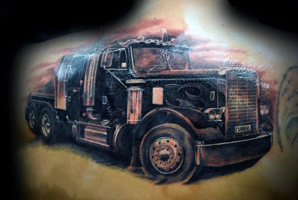 man-with-upper-back-semi-truck-tattoos