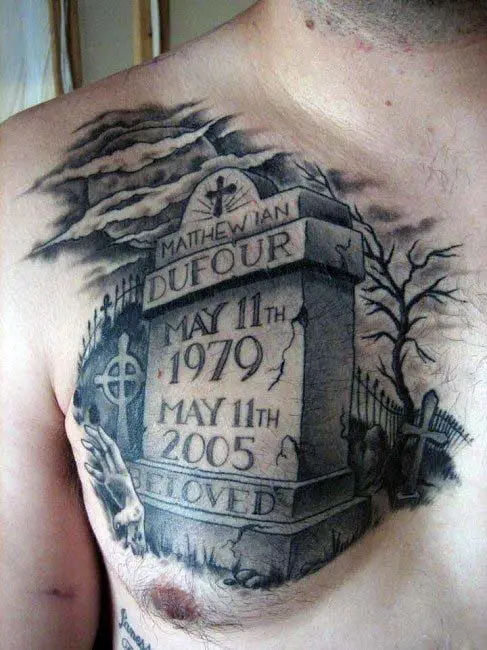 man-with-upper-chest-tombstone-grave-tattoos