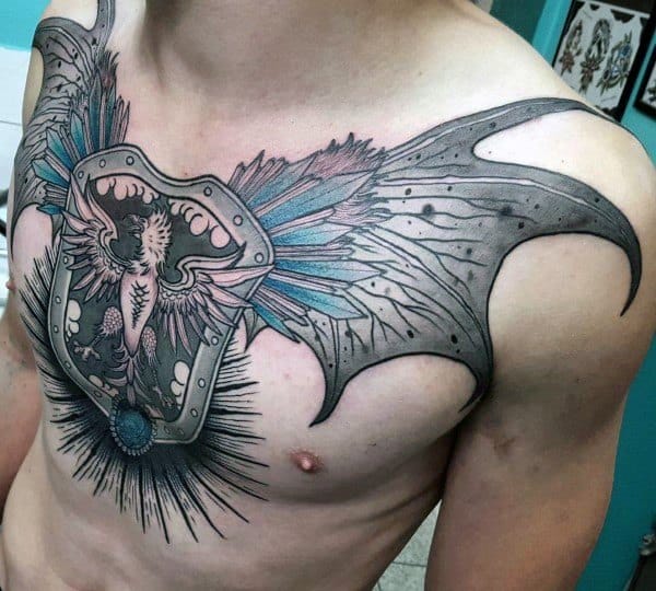 mens-amazing-shield-chest-tattoo-design-ideas