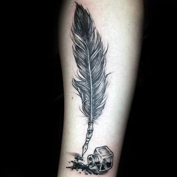 mens-quill-with-spilled-ink-forearm-tattoo-ideas