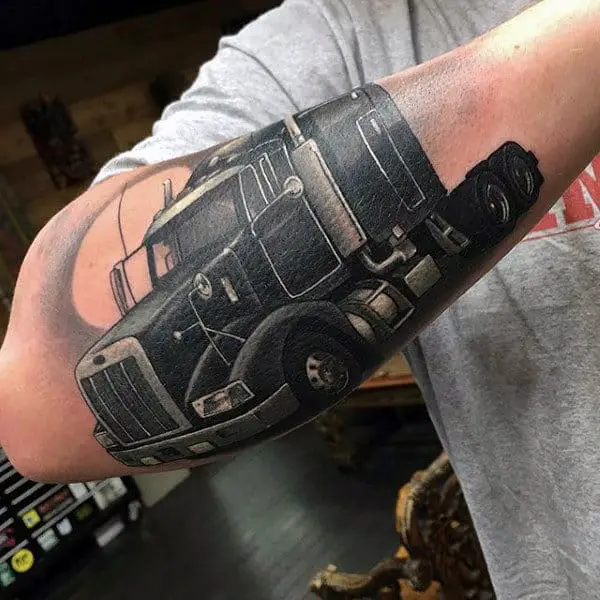 mens-semi-truck-outer-forearm-tattoo-designs