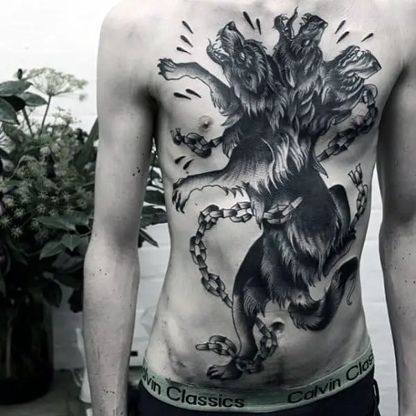 amazing-mens-full-chest-cerberus-tattoos