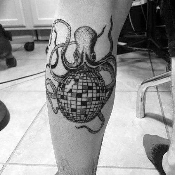 awesome-disco-ball-octopus-leg-calf-tattoos-for-men