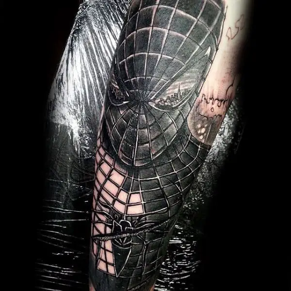 beautiful-black-spiderman-tattoos-male-forearms
