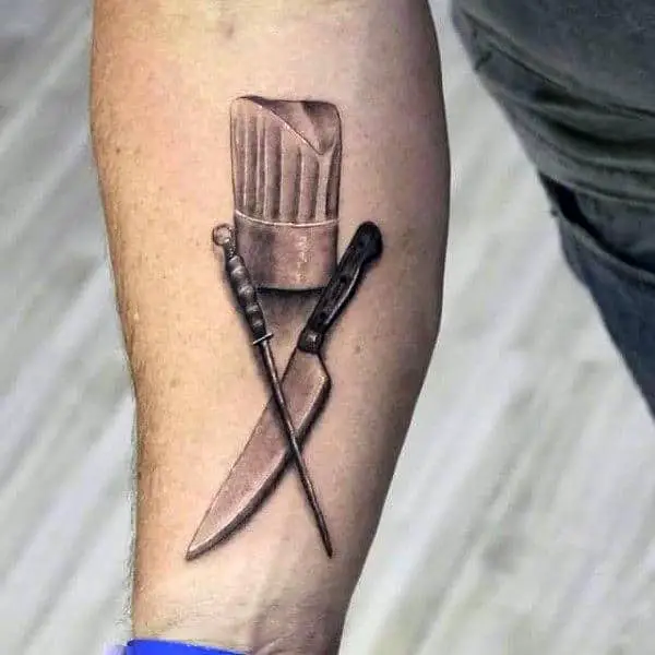 chef-hat-with-knife-mens-inner-forearm-tattoos
