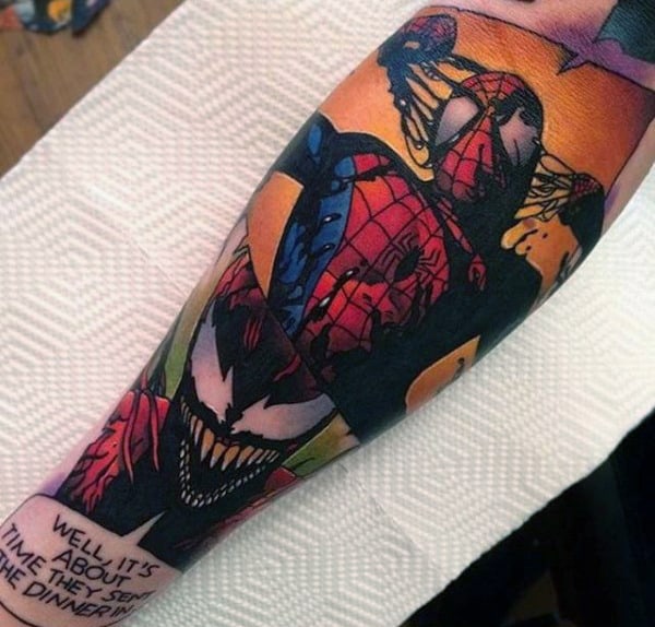 comic-strip-spiderman-tattoo-male-forearms