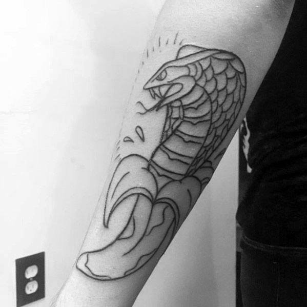 cool-cobra-snake-banana-tattoo-design-ideas-for-male-on-outer-forearm