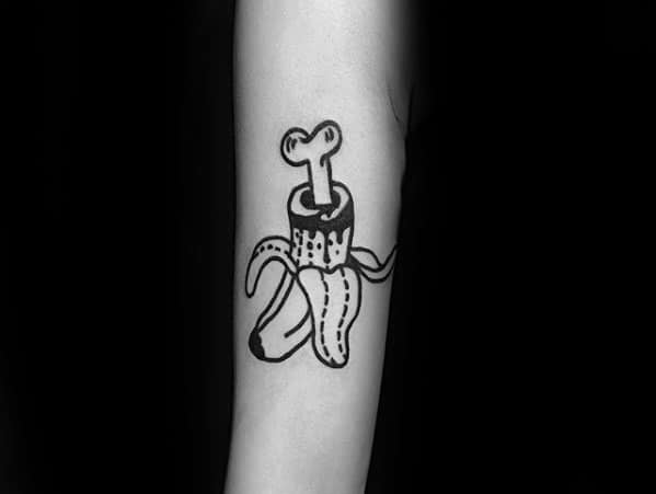 distinctive-male-forearm-banana-with-bone-tattoo-designs