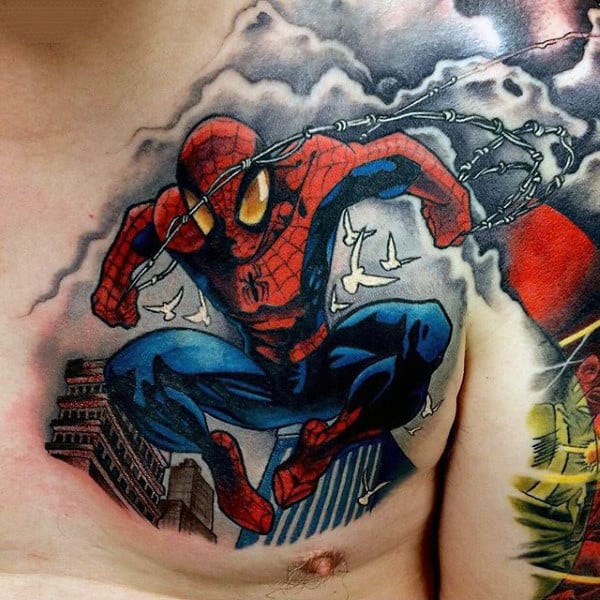 flying-spiderman-tattoo-male-chest