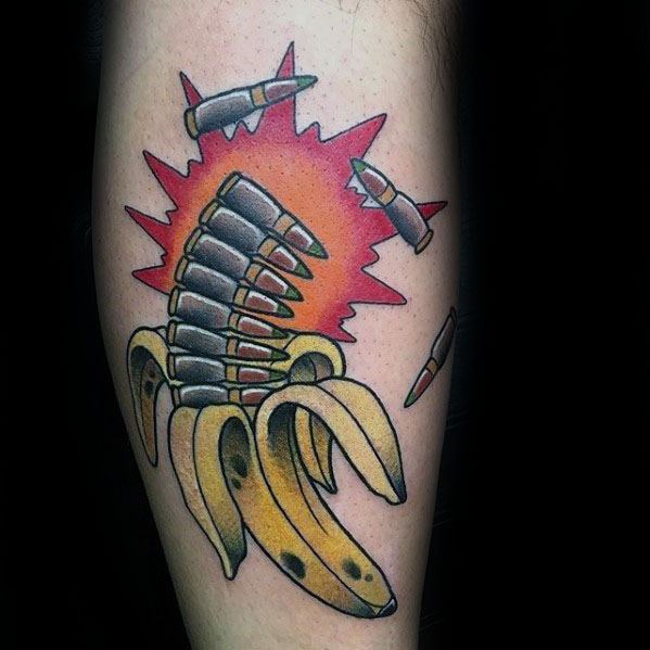 guys-banana-ammo-bullets-tattoo-deisgns