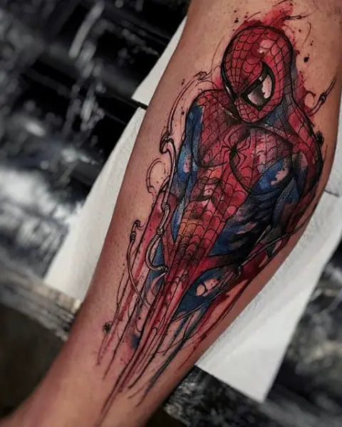 guys-forearm-bloody-spiderman-tattoo